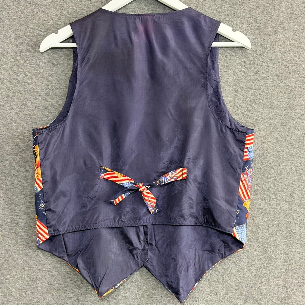 Vintage 111 Main Womens Patriotic Teddy Bear Flag Vest Sz M USA Americana 90's - Picture 3 of 11